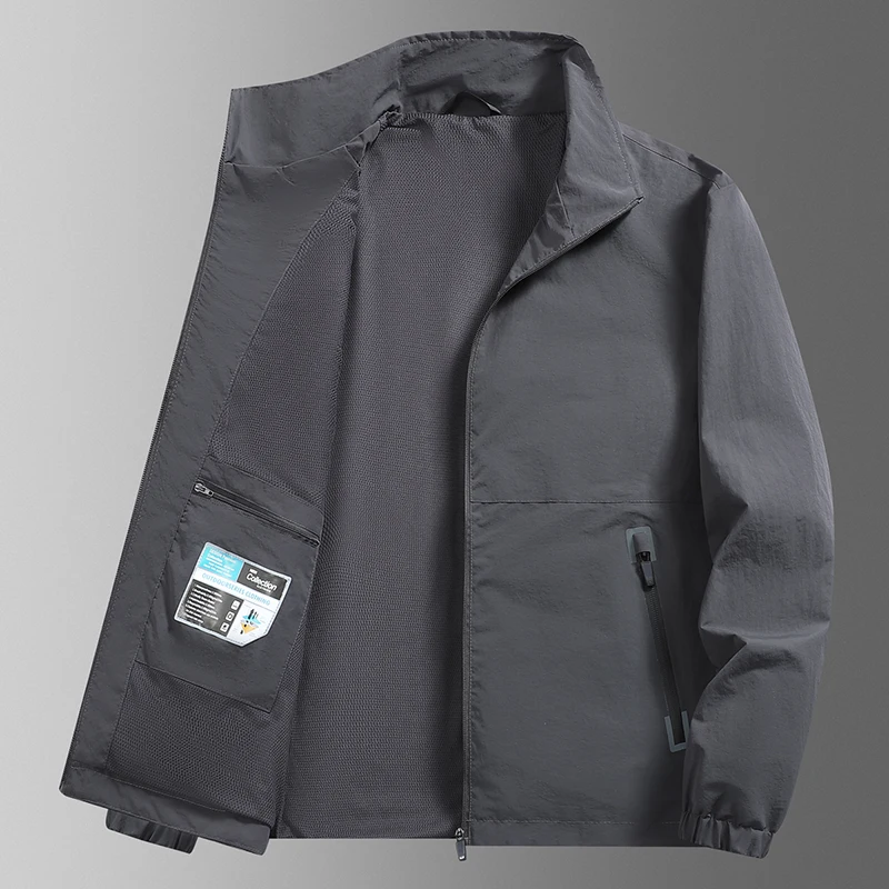 신상 순색 2025 남성 재킷 캐주얼 빠른 건조 방풍 비즈니스 통기성 스탠드 칼라 봄 가을 야외 코트