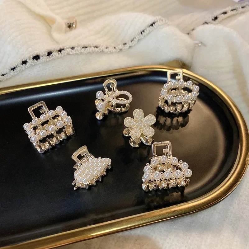 Pearl Rhinestone Small Hair Clip Women Delicate High Ponytail Grab Clip Korean Hair Side Broken Hairpin Hair Styling Headwear