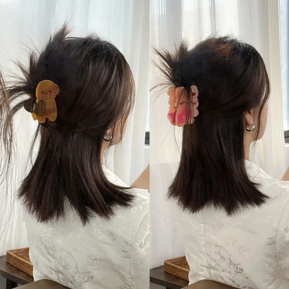 

Персонализированная заколка-краб из ацетатного стекла в виде кошки/щенка, мультяшная заколка Y2K, аксессуар для волос, заколка-акула для женщин