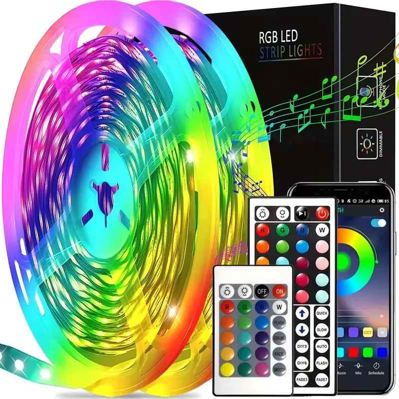 

1-40M LED Strip Lights 5050RGB Led Light with Remote App Control Flexible Ribbon Tape for TV Backlight Diode PC Game Room Decore