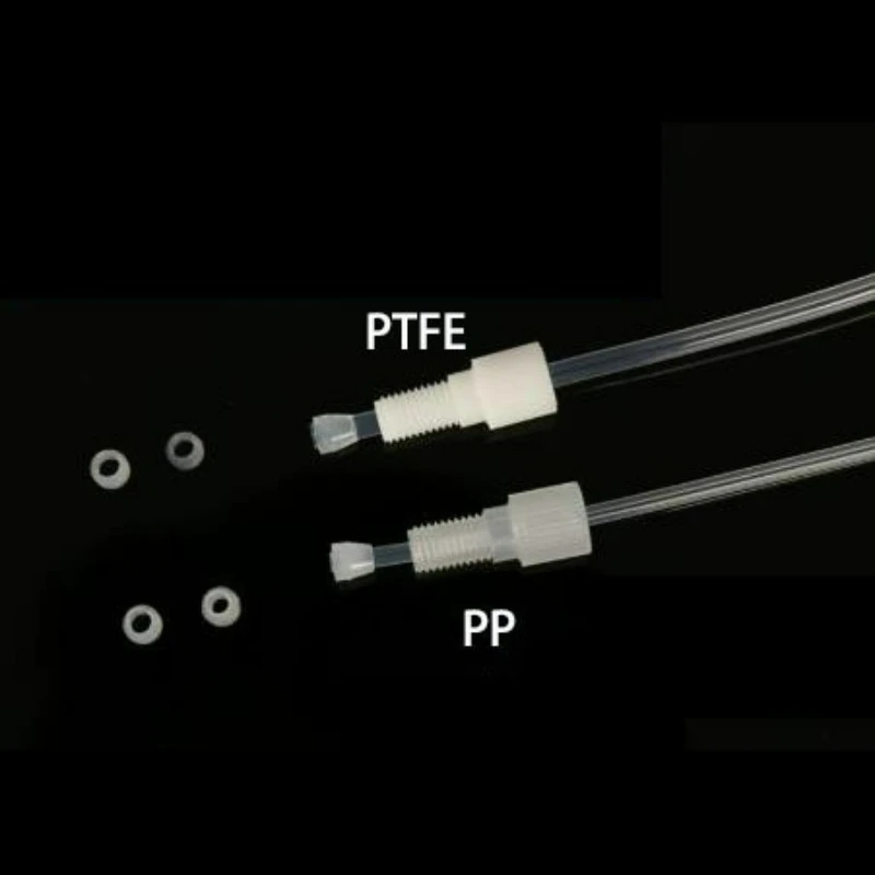 1 Set PP/PTFE Inverted Cone Joint Pressure Ring Two-piece Set Hard Pipe Joint 1/4-28NDF M6 Tooth Liquid Phase Pipeline Connector