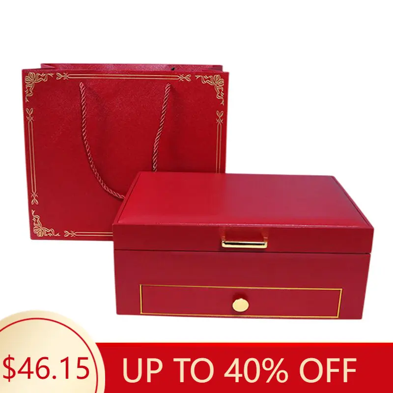 

Quality Wedding Jewelry Storage Case Amazing Red Velvet Ring Earrings Necklace Pendant Bracelet Storage Organizer Gift Box