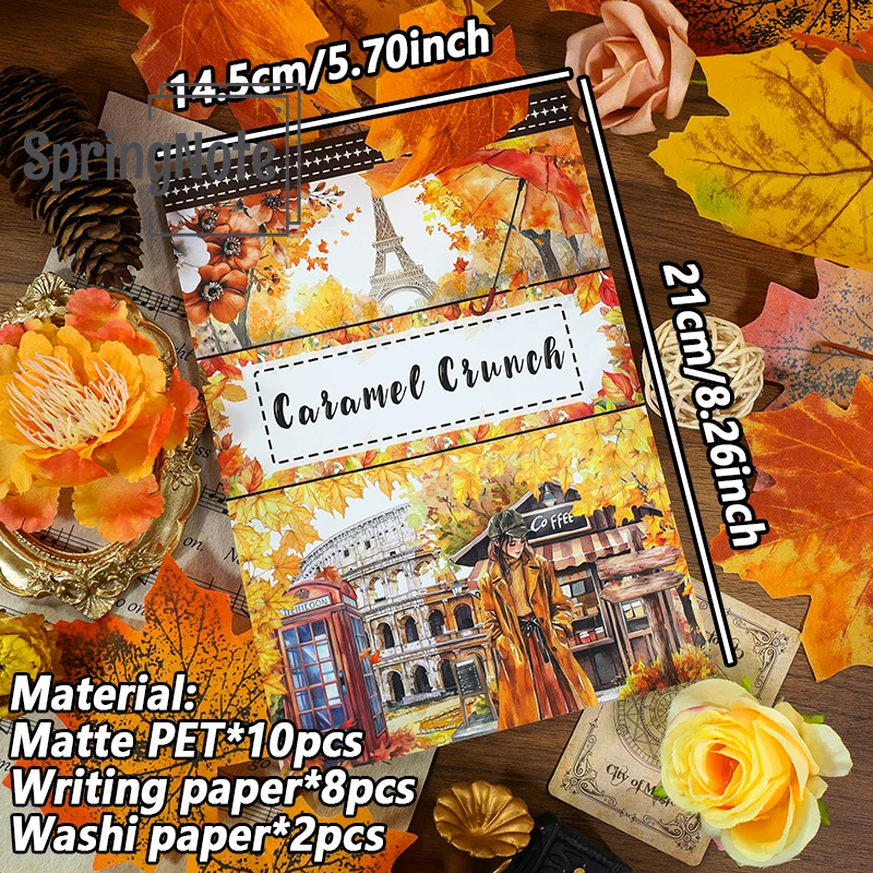 20Sheets Castle Princess Aesthetic Sticker Book Pre-Cut Blue Castle Flower Matte PET Washi Stickers For Scrapbooking Journal