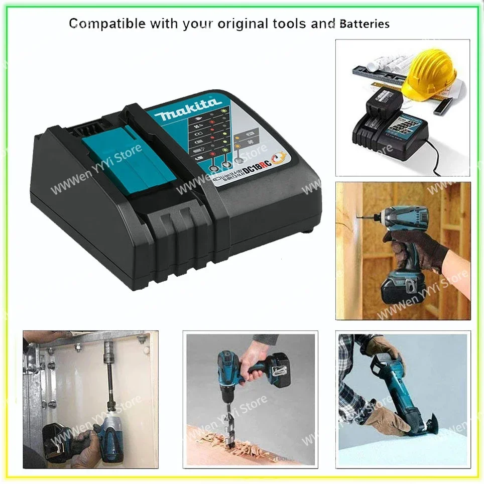 100% Originele Makita 6. 0ah 18V Li-Ion Acculader Dc18rf Bl1840 Bl1830 Bl1430bl1440 Dc18rc Oplaadgereedschap Met Usb-Poort