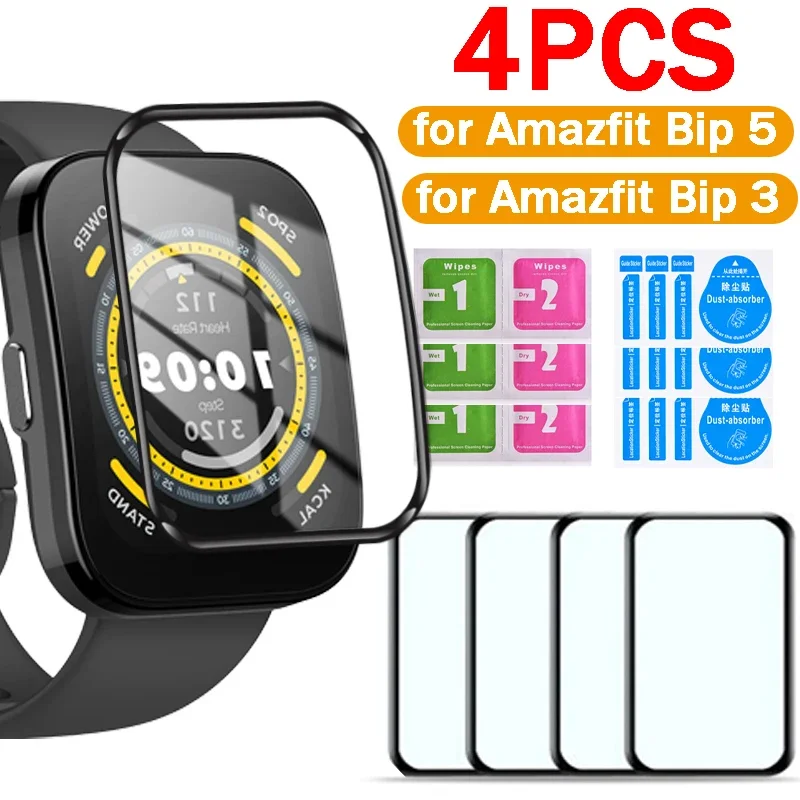 

For Amazfit Bip 3/3 Pro Bip5 3D Curved Screen Protector HD Transparent Protective Film for Amazfit Bip 5 Smartwatch Accessories