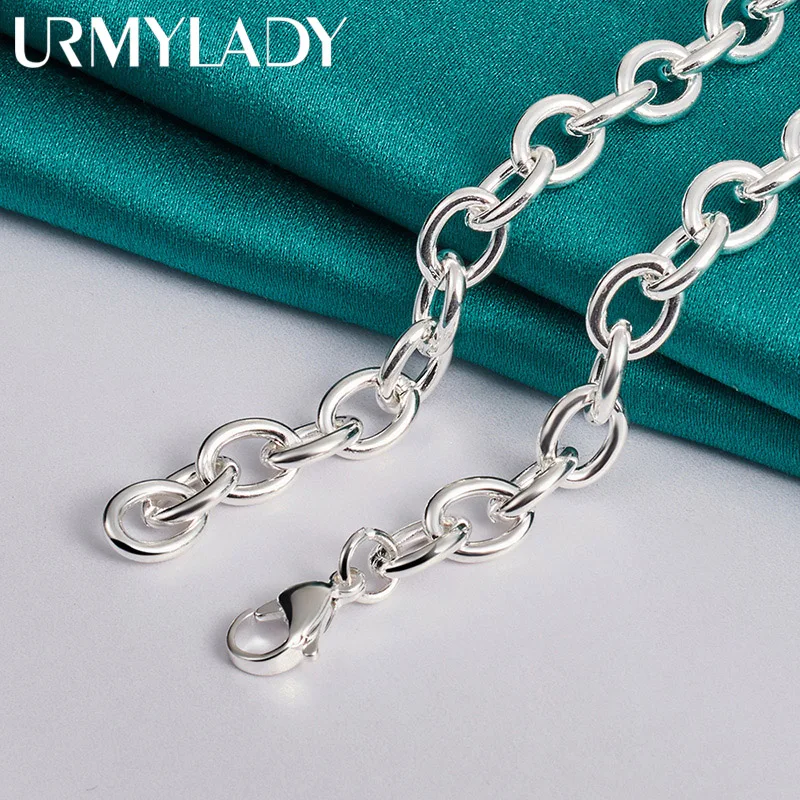 URMYLADY Bạc 925 Khung Ảnh Trái Tim Mặt Dây 18 Inch Vòng Đeo Cổ Cho Nữ DỰ TIỆC CƯỚI Trang Sức Thời Trang