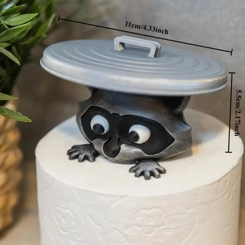 Adorable Animal Design Raccoon Toilet Paper Holder No Drilling Required Wall Mounted Tissue Roll Dispenser Funny Animal Decor RV