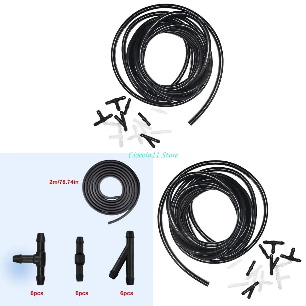 

Y1UB Automotive Windshield Washer Repair Set Rubber Tubing with Leak Proof Connector Long Tube for Easy DIY Car Repairs