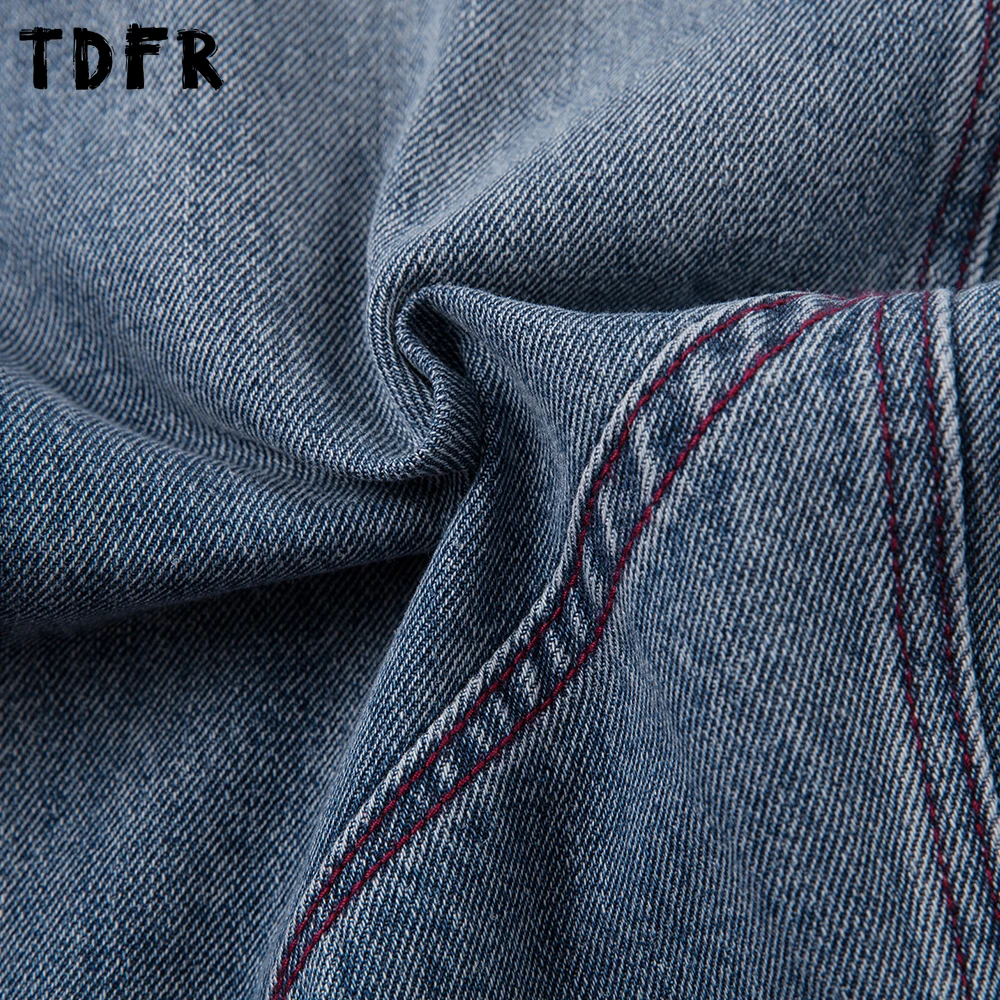 أعلى غرزة تقسم الموز الجينز الرجال الرجعية غسلها المتعثرة الشارع الشهير فضفاض واسعة الساق الدنيم السراويل الرجال