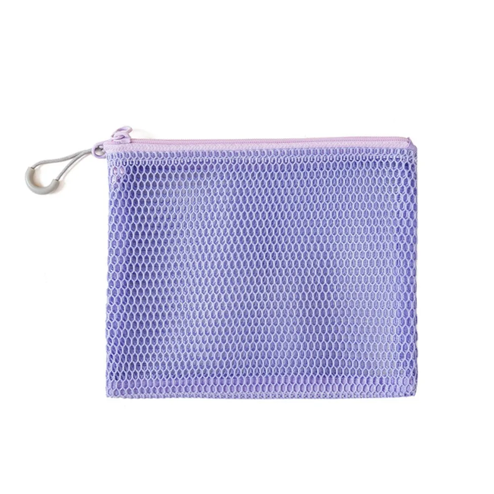 

Ultra Light Mesh Storage Bag Visible Double Layered Portable Coin Purse Dopamine Color Wear-proof Makeup Zipper Pouch