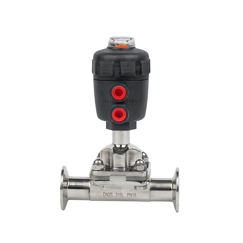 Stainless steel sanitary pneumatic actuator control diaphragm valve