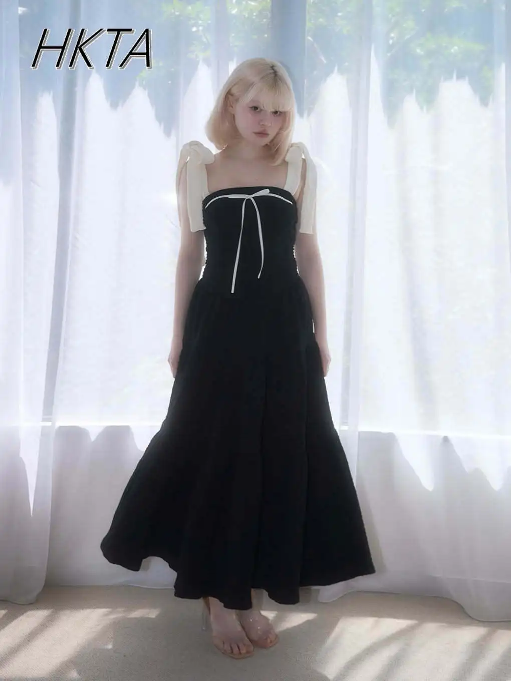 Japanse Stijl Boog Schouderband Jurk Vrouwen Meisjes Hoge Taille Slim Fit Kanten Jurk Zomer Nieuwe Zoete Meisje Vakantie Kust Jurk