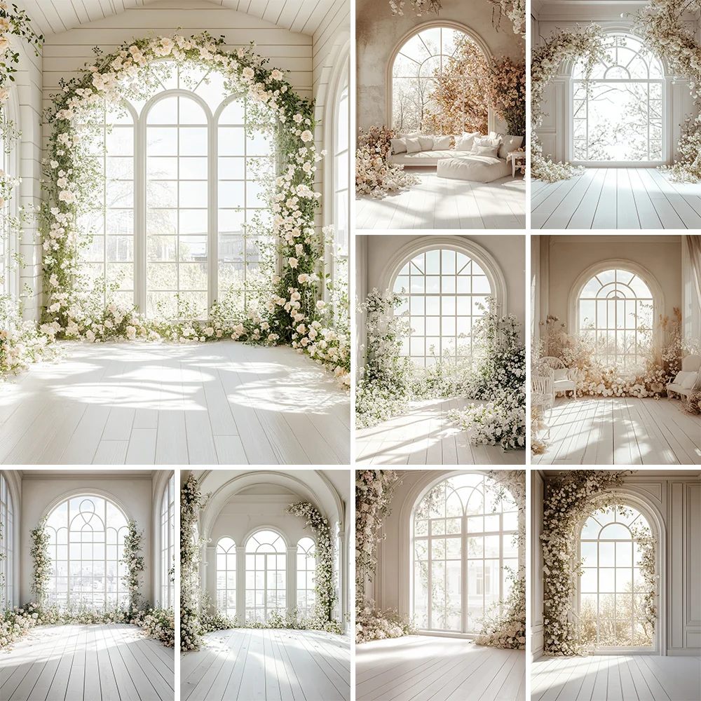 

Photography Background Spring White Window Backdrop Romantic Flower Wedding Maternity Photoshoot Indoor Photo Studio