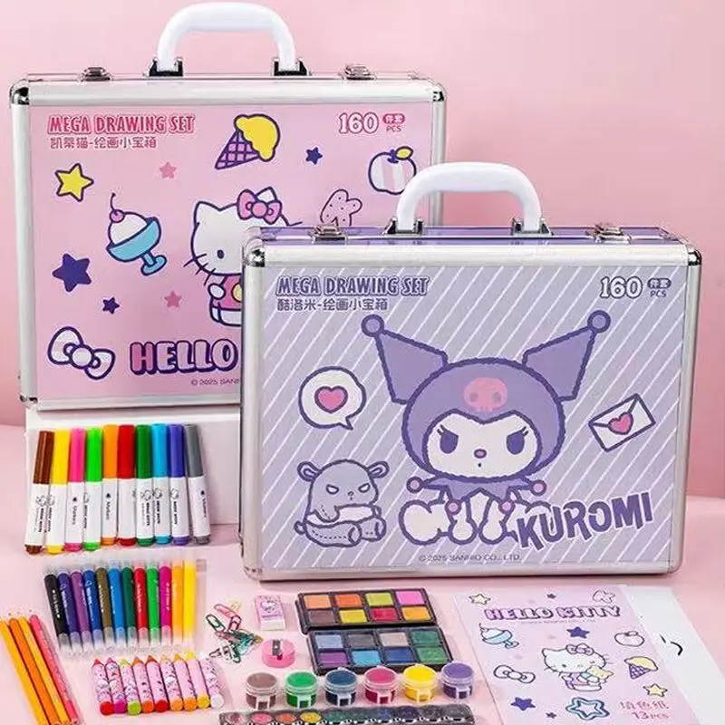 

Sanrio Kuromi Children Cartoon Watercolor Pen Set Painting Brush Student Birthday Gift Full Set Art Painting Portable Tool Box