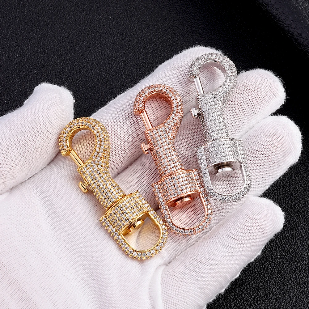 Iced Out CZ Lobster Clasp 360° Rotatable Swivel Trigger Clasp For DIY Hip Hop Bracelet Necklace Jewelry Making Accessories
