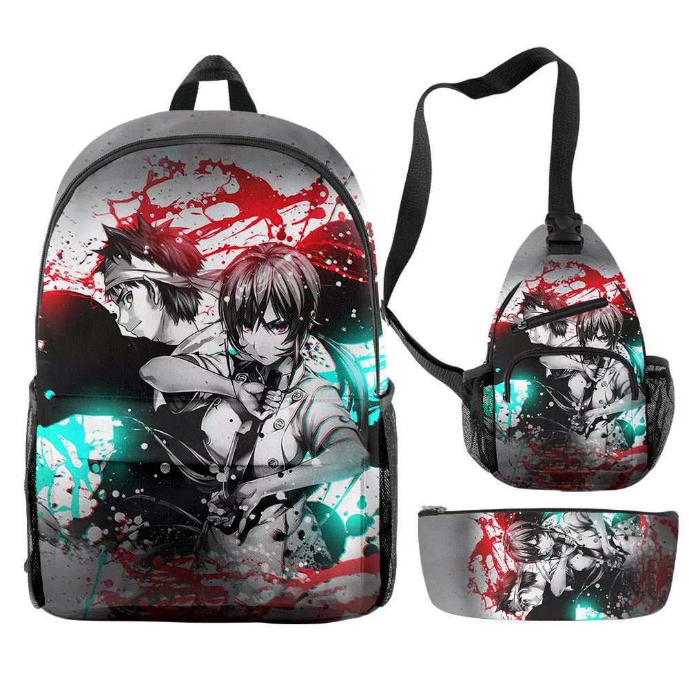 Popular Food Wars Shokugeki No Soma 3D Print 3pcs/Set pupil School Bags Trendy Travel Laptop Backpack Chest Bag Pencil Case