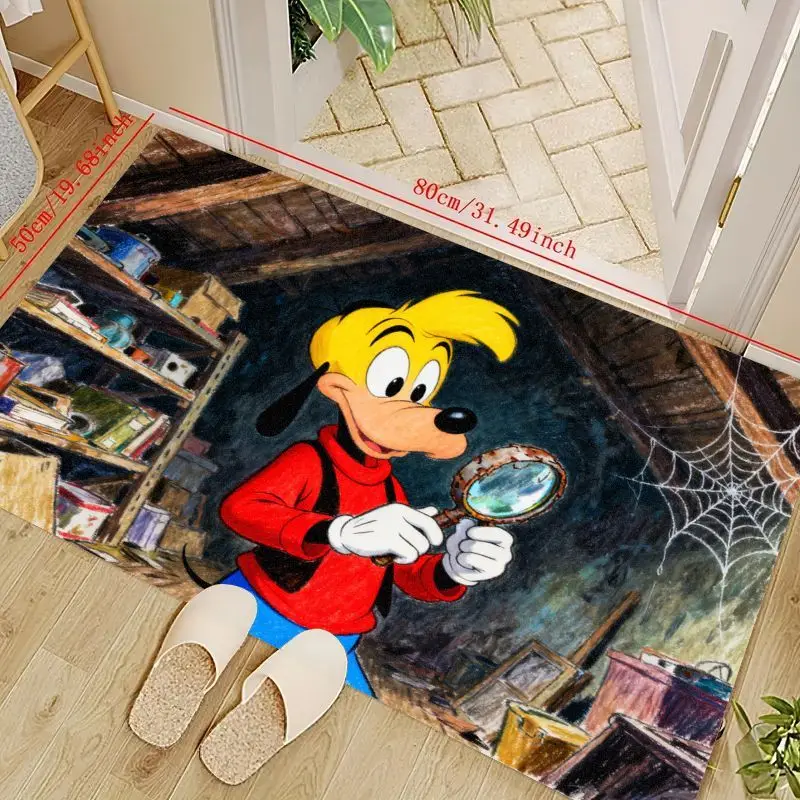 

1PC Disney Max Goof Detective Adventure Floor Mat, Goofy's Son Cartoon Character Anime Style Area Rug with Magnifying Glass Desi