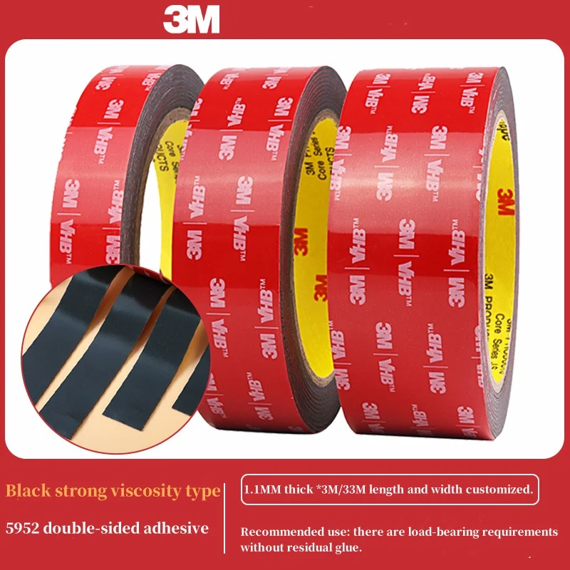 3M Extra Strong Double Sided Tape Adhesive 5925 Black Foam Tape Waterproof Non-Trace for Car Home Industry Double-Sided Tape