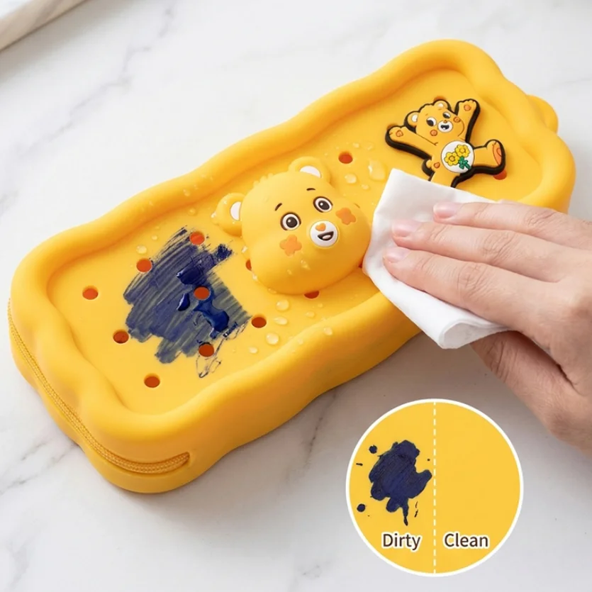 Care Bears 12 Constellations Silicone Pencil Case DIY Patch Storage Bag Multifunctional Student Stationery Organizer Portable