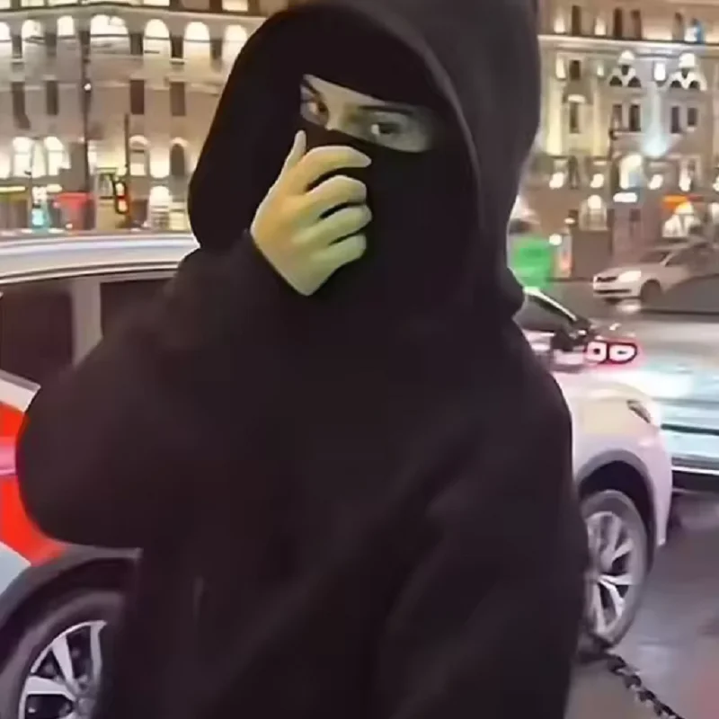 قبعة مزدوجة ملثمين هوديس أزياء الهيب هوب الشتاء يندبروف البلوز الشارع الشهير الاتجاه ﻿ سستة قناع الوجه هوديي سترة معطف