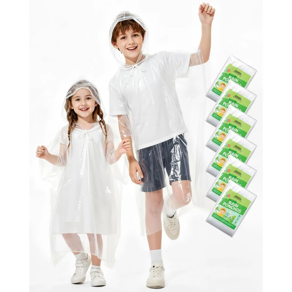 

Hitjena Дождевые пончо Family Pack Kids — 6/12/24 Pack Одноразовое пончо с капюшоном, прозрачные и разные цвета, наборы для домашнего выживания