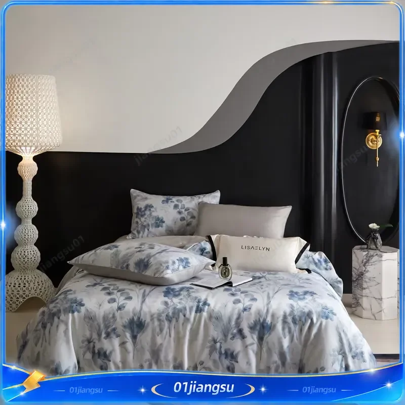 Svetanya Egyptian Cotton Bedding Set 4pcs Printed Duvet Cover Sheet Pillowcase Bed Linen Home Textile RU SEA EU AU Size