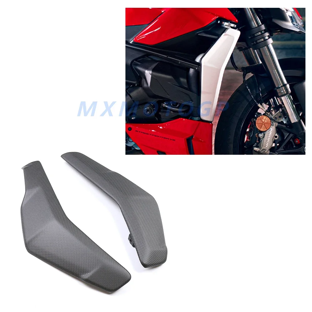 

For Ducati Streetfighter V2 Modified 3K Carbon Fiber Radiator Guards Panels Fairing Motorcycle Accessories 2021 2022