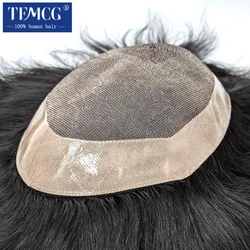 Men Wig Natural Human Hair Toupee Mono Male Wig Durable Male Hair Prosthesis Toupee Men 6