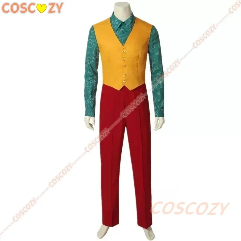 Halloween Joker Arthur Fleck Cosplay Costume Clown Red Suit Adult Jokers Green Wig Size Customable Uniform Set for Men Woman