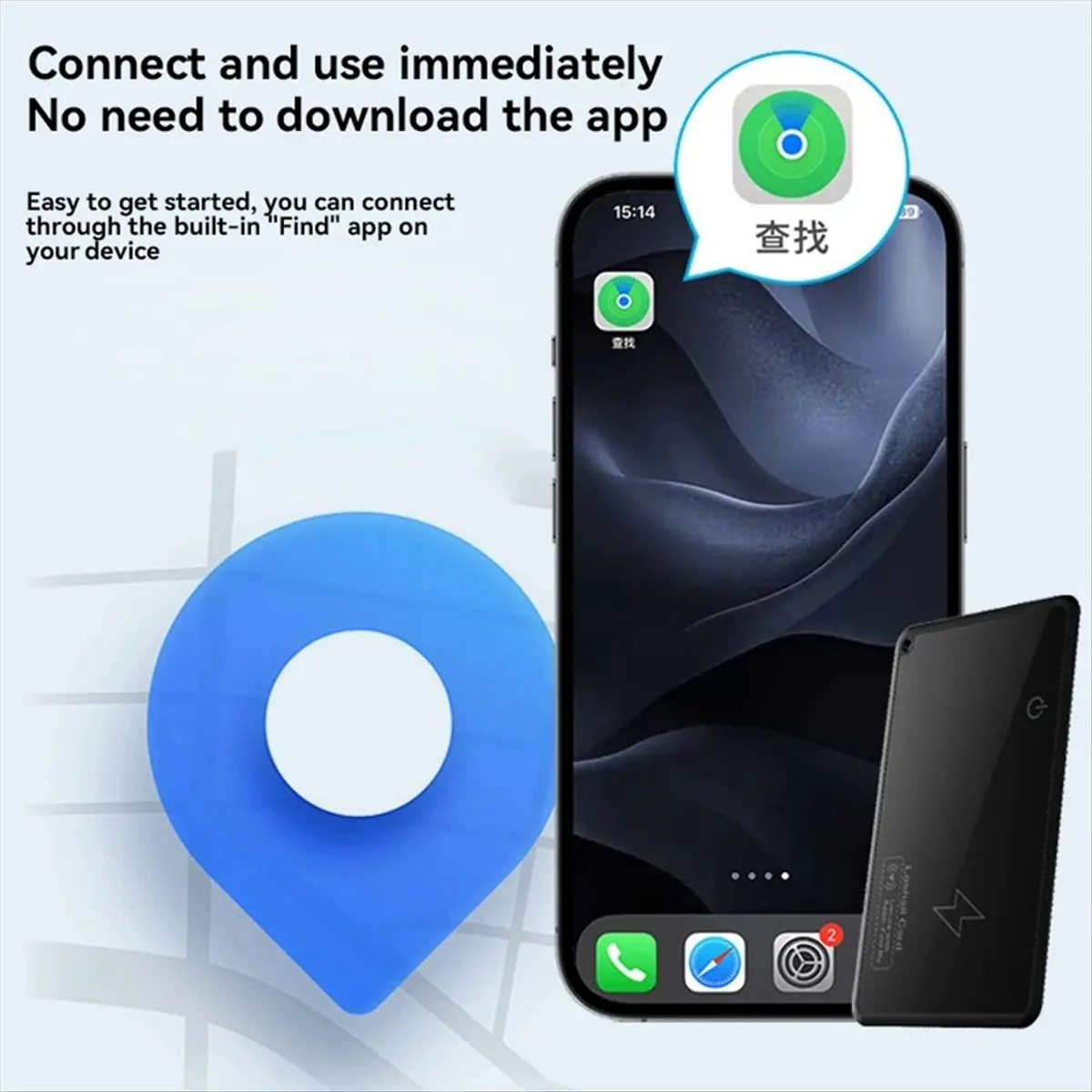 *A99Z 2Pcs Wireless Charging Tracking Location Mini Wallet Tracker Card Waterproof GPS Locator Work for Iphone Find My Tracker