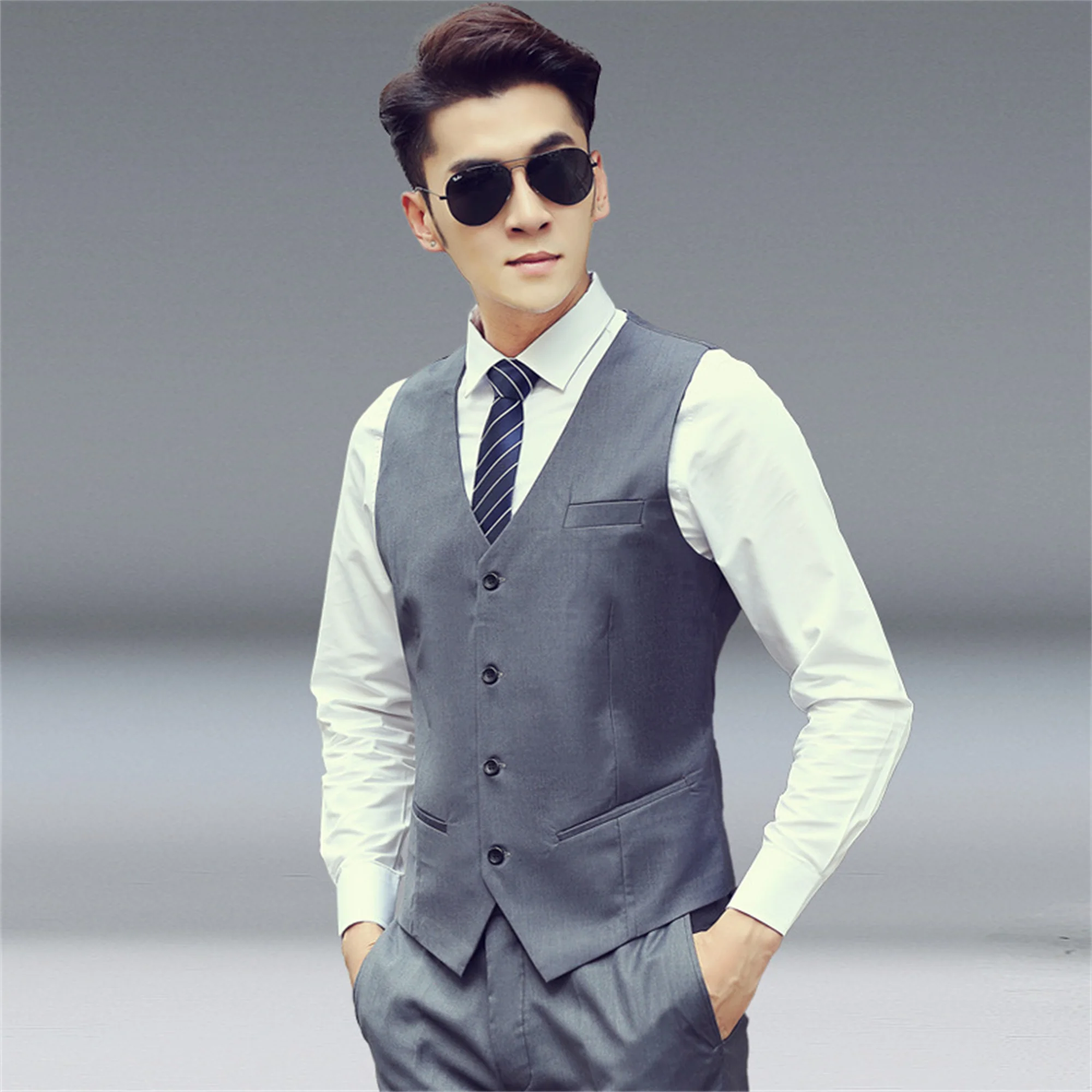 Autumn And Winter Men's Vest New Slim Korean Version  Work Clothes Suit Best Man Professional Wear Men's Vest