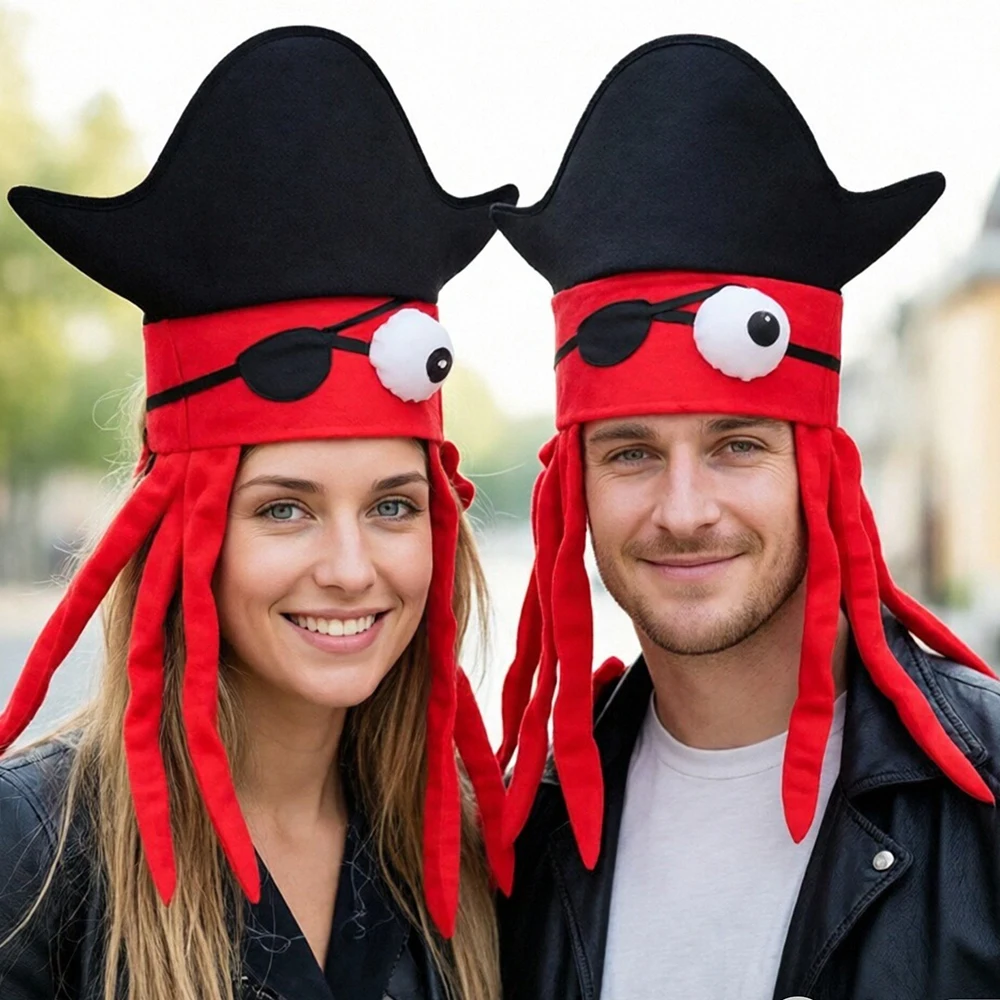 

Взрослый забавный шляпа осьминоги, пиратский жуткий рождественский головной убор, креативная кепка для пары, дня рождения, вечеринки, Марди Гра, карнавальный головной убор на Хэллоуин