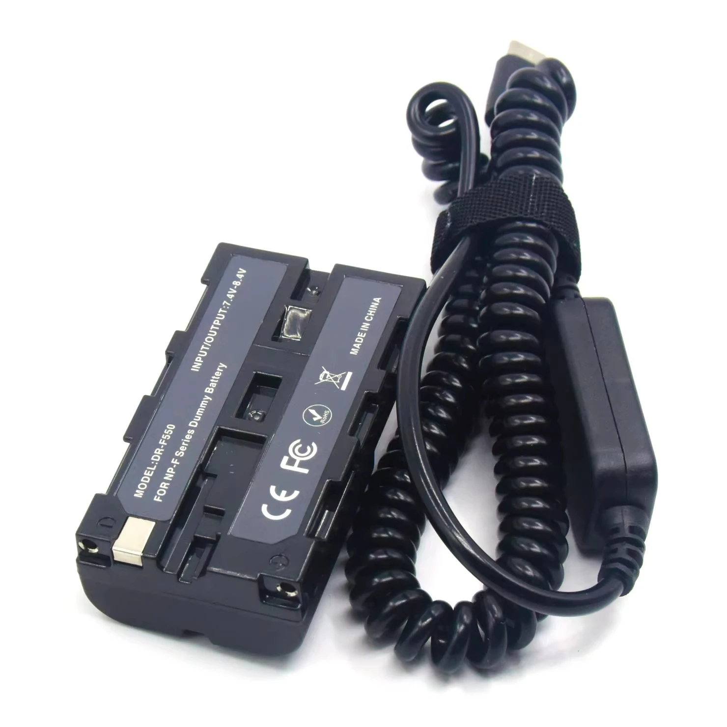 NP-F550 Dummy Battery USB C Adapter Full Decoded Replacement of NPF750/960 for Sony Camera Compatible with LED video light