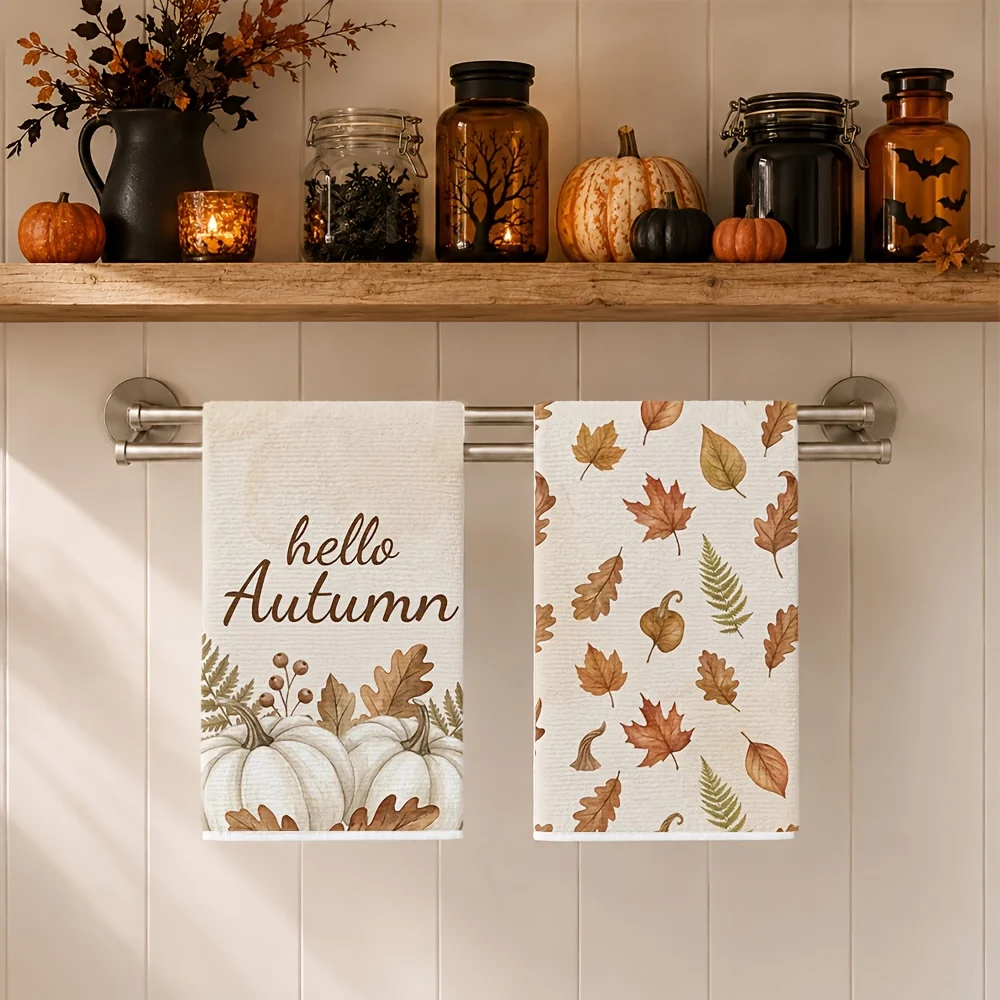 2-Piece Vintage Farmhouse Flavor Autumn Kitchen Towel Set 