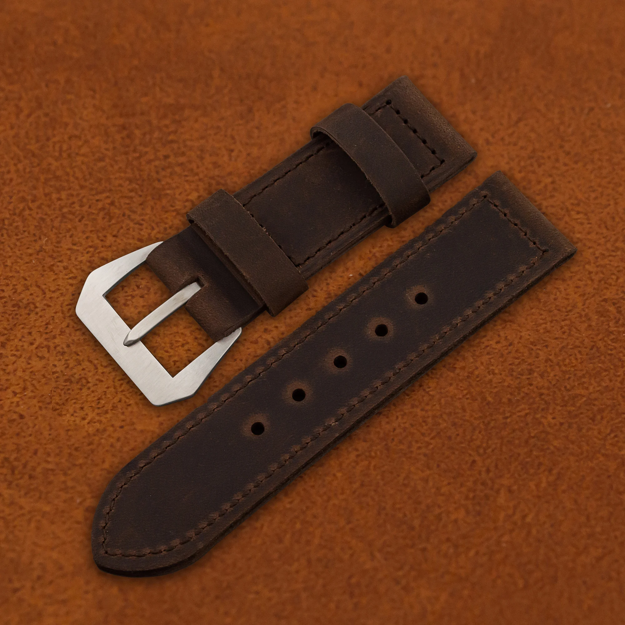 

PAM Watch Band 26MM Genuine Leather Strap Soft Retro Style Mens Vintage Bracelet For PAM Sports Modified Wristband Accessories