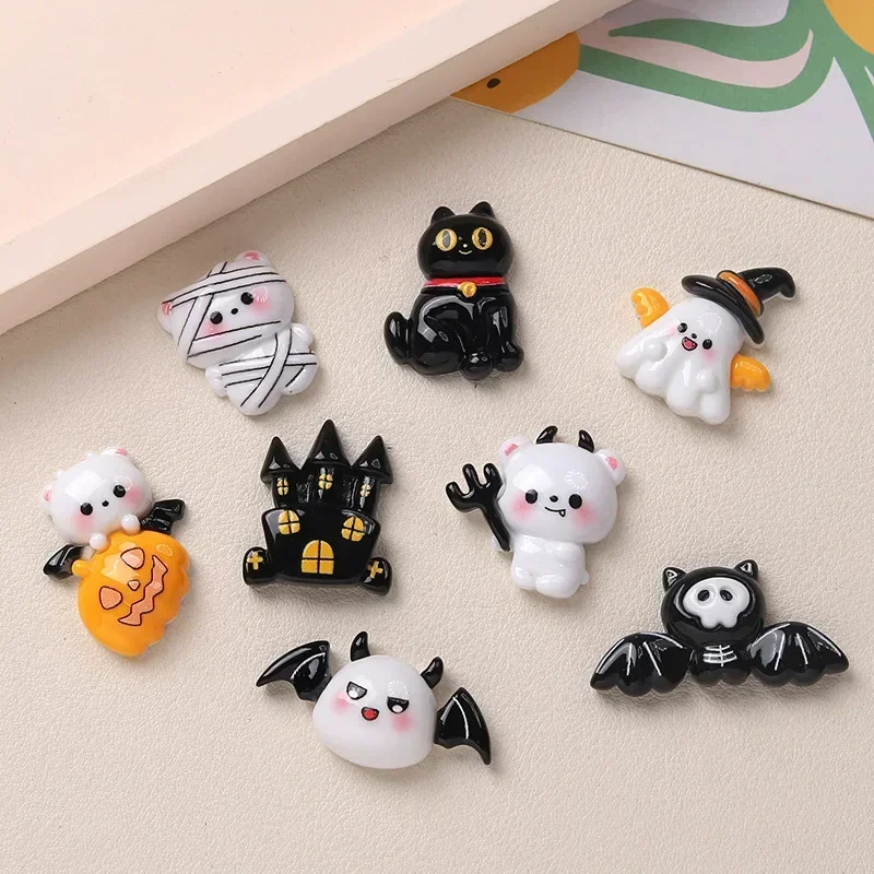 10/100pcs Cartoon DIY Resin Accessories Cute Halloween Hair Clips Handmade Hairpin Phone Case Cup Scrapbooking