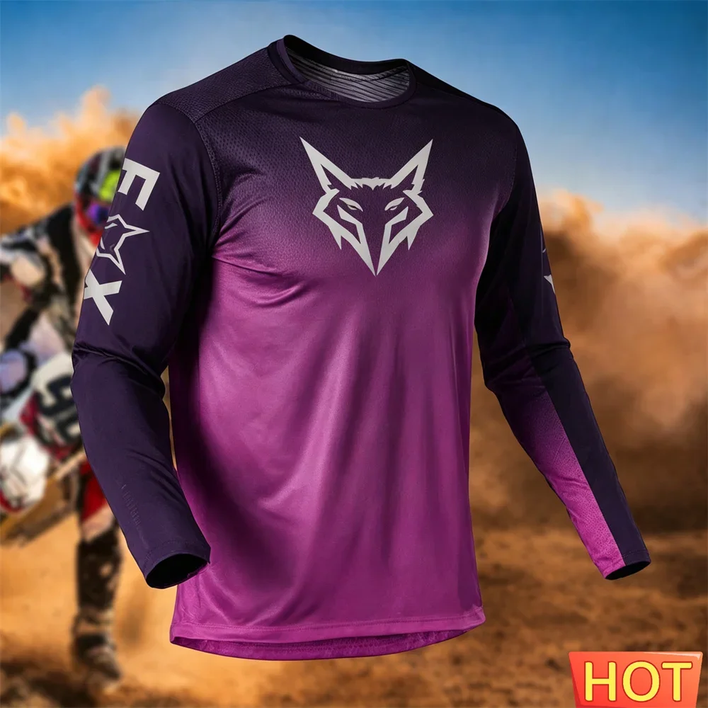 Mens Motorcycle Adventure Riding Shirt Summer Mountain Bike Off Road Long Sleeve Riding Training Top 3D Men's Motorcycle T-shirt image 3