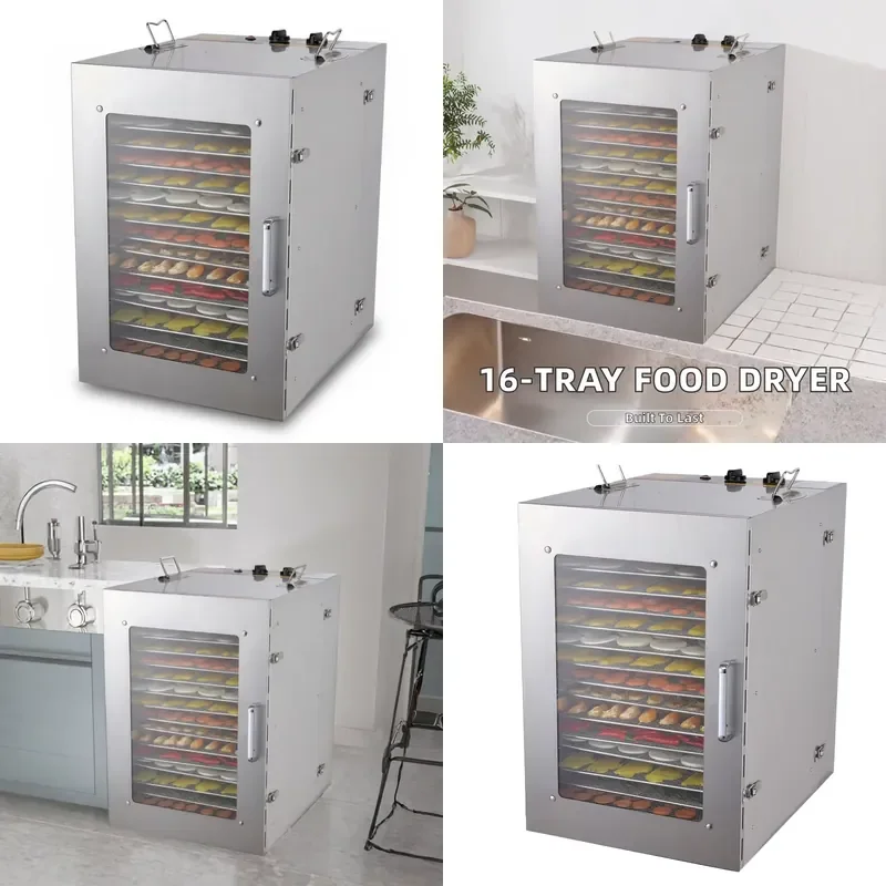 16 Layer Food Dehydrator 1500W Stainless Steel Food Dryer Machine with Temperature Display Commercial Jerky Maker for Fruit