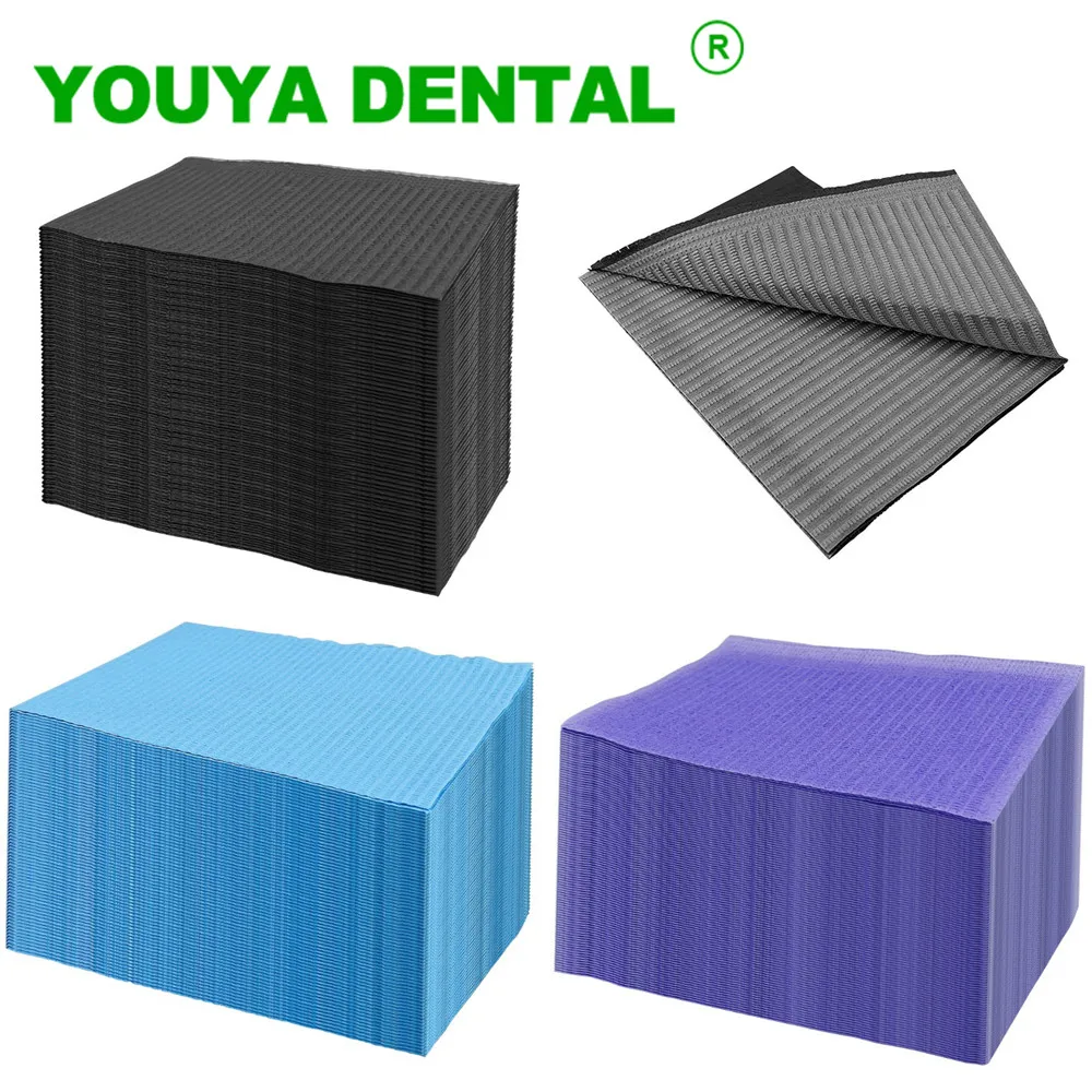 125 unids/bolsa almohadillas de limpieza desechables Baberos para perforación Dental sin cuerda hojas impermeables cubre servilletas dentales accesorios de tatuaje