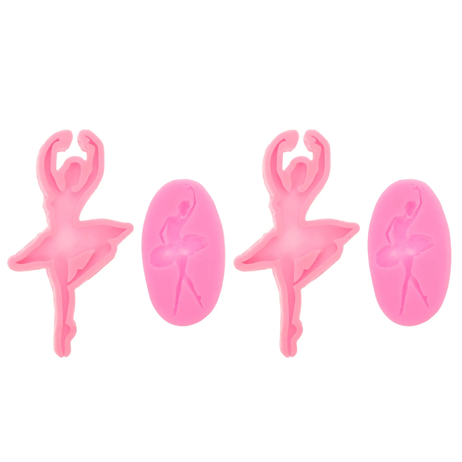 4Pcs Princess Fondant Molds Ballet Chocolate Mold Set Flexible 3D Ballerina Cake Topper Silicone Mold for Tutu Dance Theme