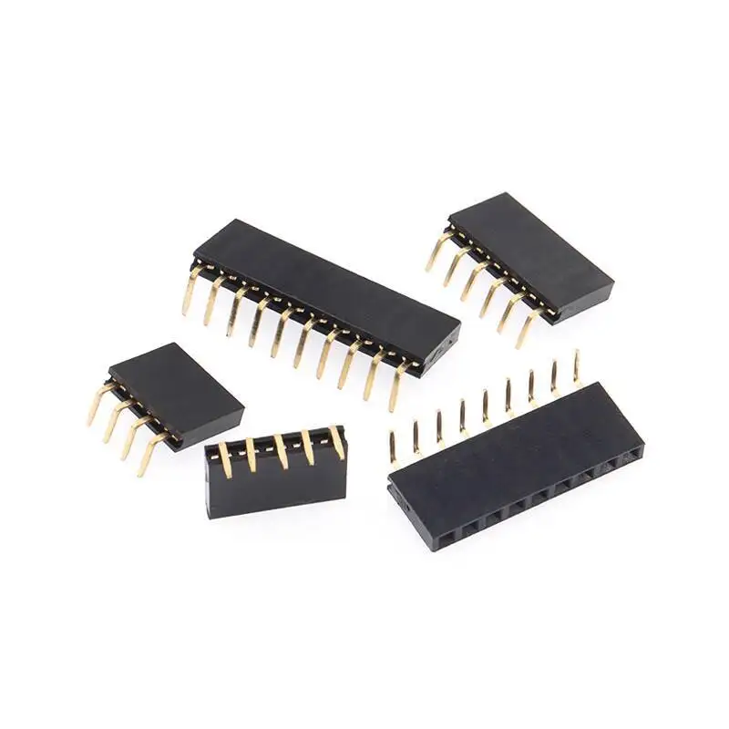 5~10~20 Stück 2,54 mm Rastermaß Einreihiger Buchsenstecker mit gebogenen Stiften, 90 Grad horizontal 1*2P 3P 4P 5P 6P 8P 1X40p – Detail 2