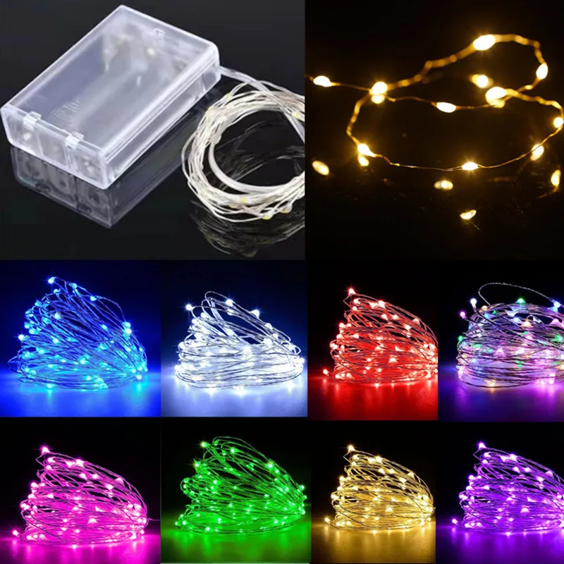

10M/5M/2M/1M String Lights Festival LED Silver Wire Lighting Party Proposal DIY Light Wedding Holiday Home Decor Without Battery