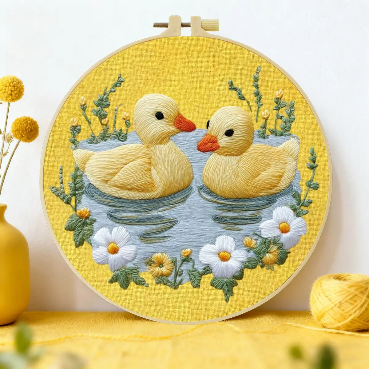 1 Stück 20X20CM/15X15CM 7,87/6,3 Zoll Enten-Stickerei-Starter-Kit DIY-Kit DIY-Stickerei-Set Handarbeiten Nähkunst Nadelkunst – Detail 1