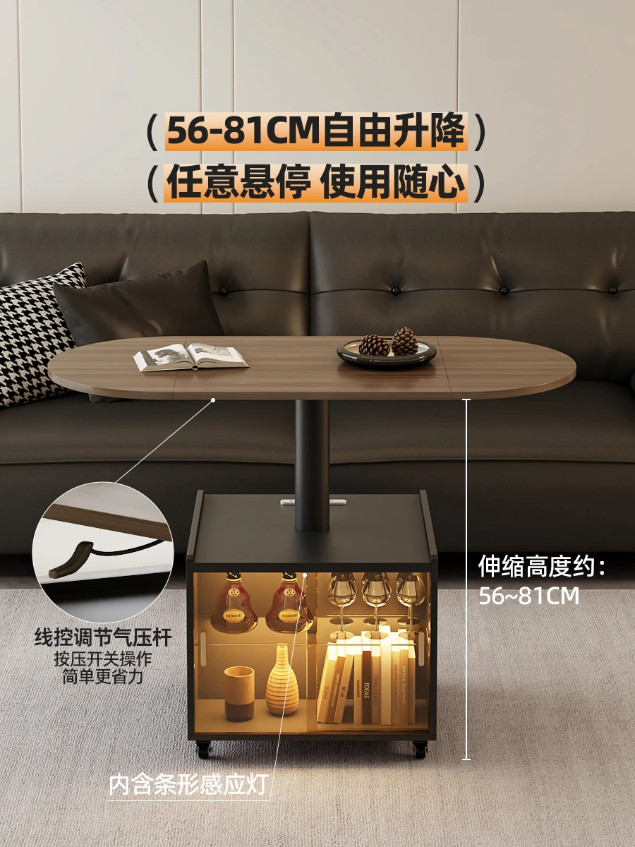 Minimal lift coffee table living room household removable storage small tea table small apartment foldable rounded corner coffee