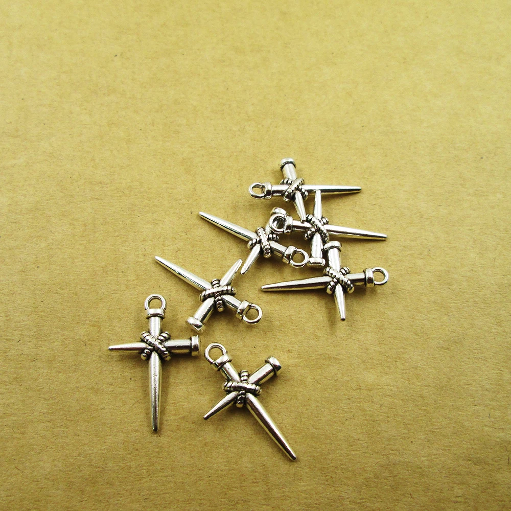 

40pcs 16*25mm Antique Silver mini 3D cross Charms DIY Charms Pendants DIY necklace/ bracelets charms antique silver tone