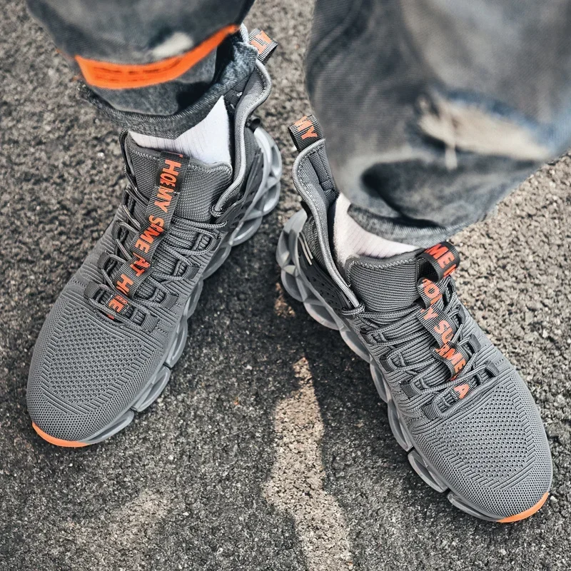 Large size men's shoes new summer running Breathable flying woven sports casual shoes blade net men's fashion image 5