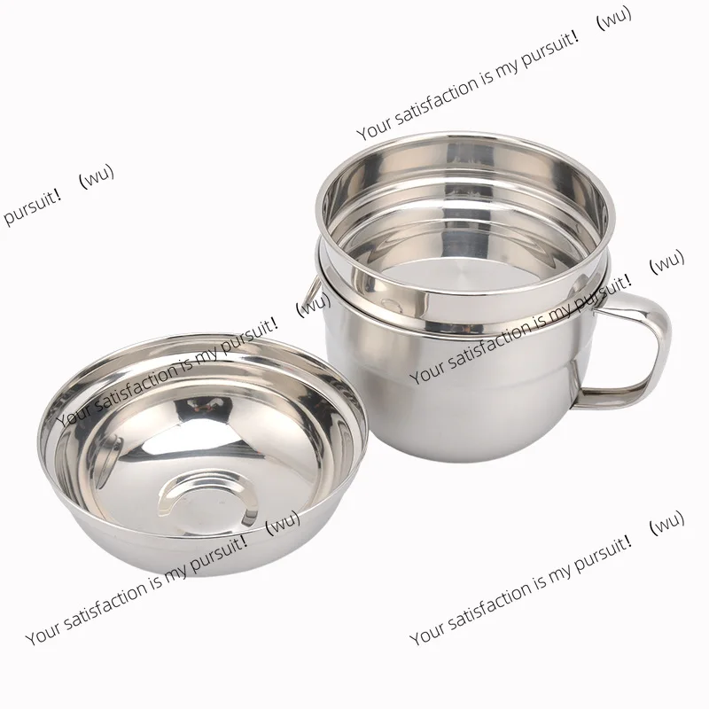 Double-layer stainless steel fast food cup food grade round rice tank with lid three-piece set induction cooker construction