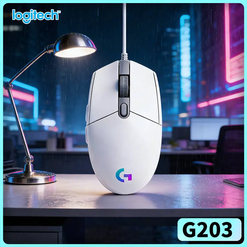 Logitech G203 Wired Gaming Mouse RGB Backlight 8000 DPI Adjustable 6 Buttons 1ms Response 85g Warranty Steady Build