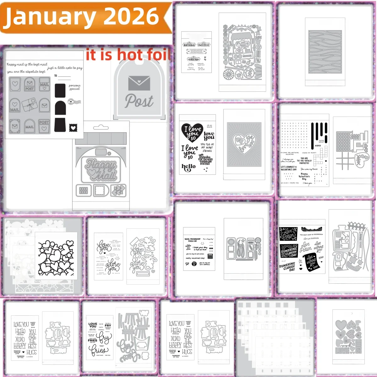 

Металлические вырубные штампы и трафареты «Сердца, почтовая связь, любовь», горячее тиснение фольгой, для изготовления подарочных открыток своими руками, День святого Валентина 2026