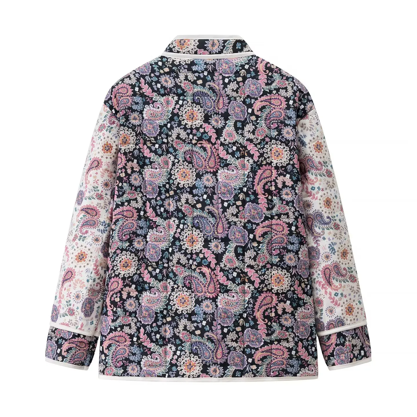 DiYiG WOMAN 2025 خريف موضة جديدة الوقوف طوق خياطة الصدر الأزهار طويلة الأكمام القطن وسادة مبطنة معطف ملابس خارجية Mujer